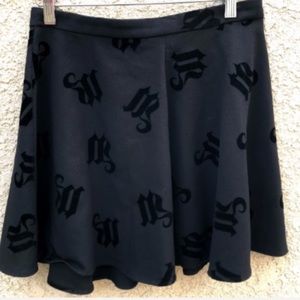 H&M Black skater skirt with velvet lettering